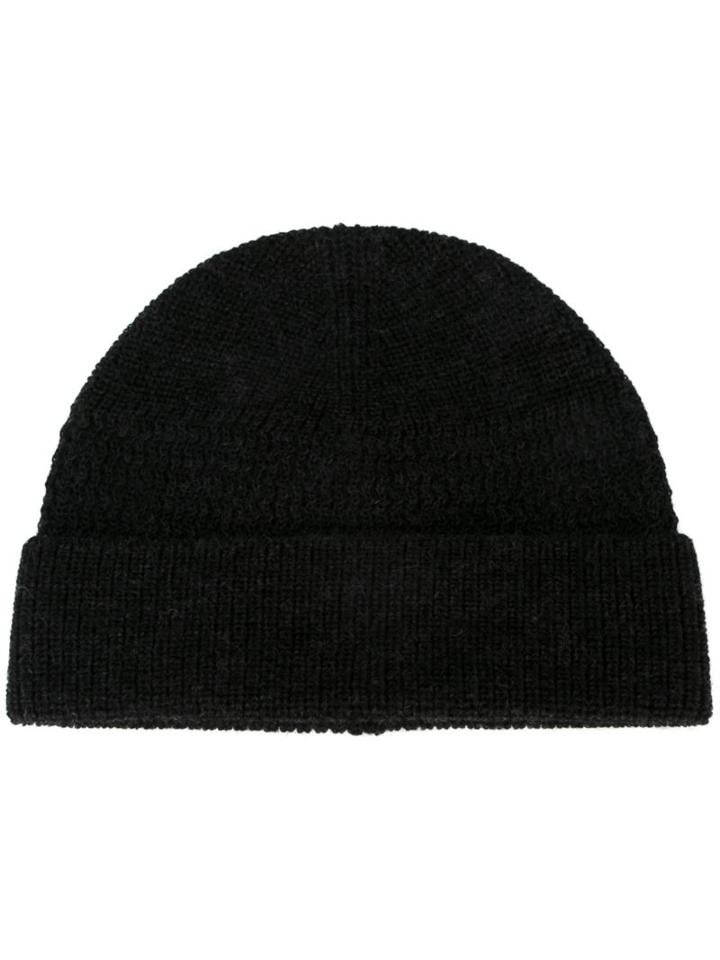 Lanvin Ribbed Knit Beanie, Men's, Black, Merino