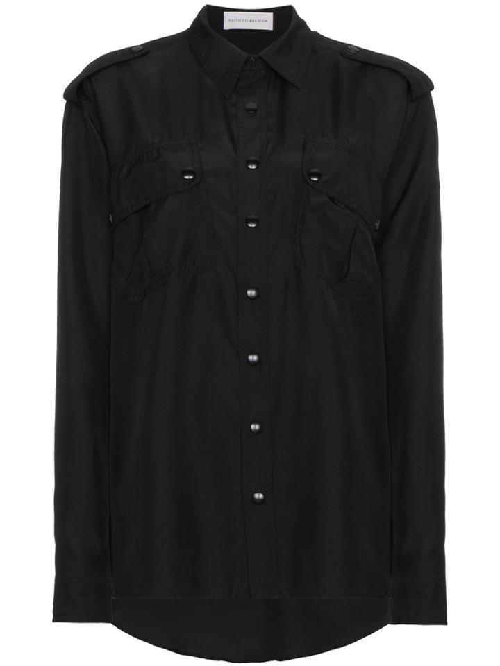 Faith Connexion Silk Chest Pocket Shirt - Black