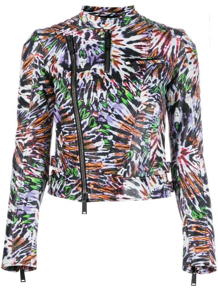 Dsquared2 Punk Pattern Biker Jacket - Purple