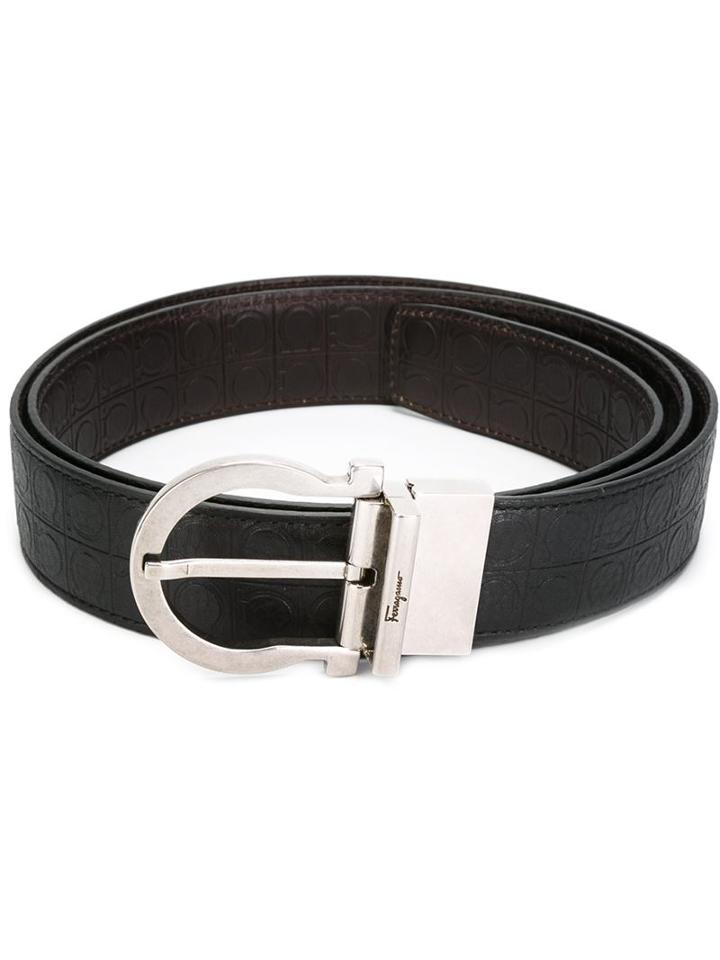 Salvatore Ferragamo Gancio Buckle Belt, Men's, Size: 115, Black, Calf Leather/metal (other)