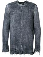 Avant Toi Faded Round Neck Jumper - Blue