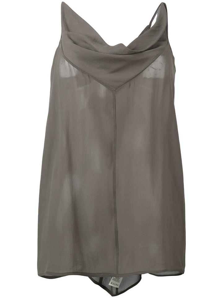 Rick Owens - Cowl Neck Tank Top - Women - Silk - 42, Grey, Silk