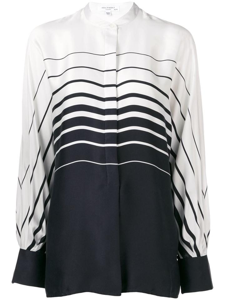 Equipment Striped Mandarin Collar Shirt - Blue