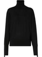 Burberry Logo Tape Merino Wool Silk Roll-neck Sweater - Black