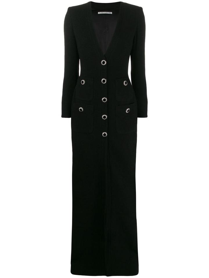 Alessandra Rich Long V-neck Dress - Black