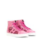 Hogan Kids Rebel Sequin Hi-top Sneakers, Girl's, Size: 31, Pink/purple