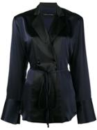 Michael Lo Sordo Long Sleeve Belted Wrap Shirt - Blue