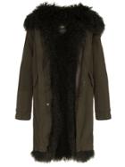 Mr & Mrs Italy Shearling Lined Hooded Cotton Parka - Green