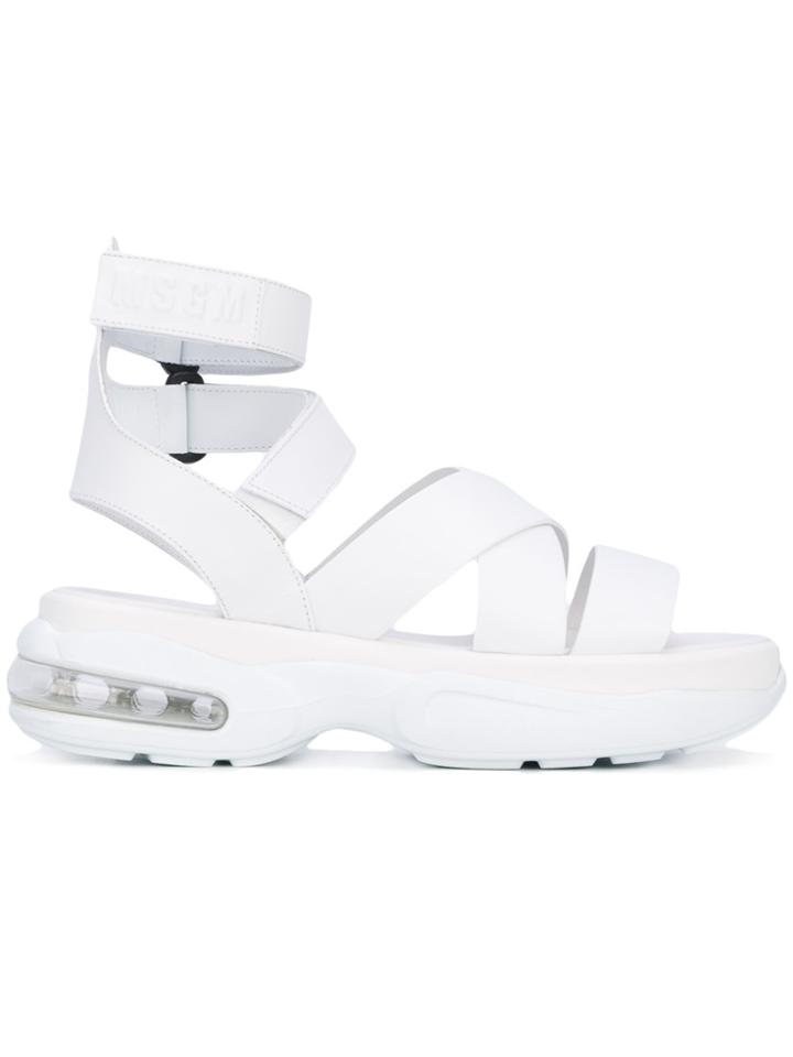 Msgm Strappy Platform Sandals - White
