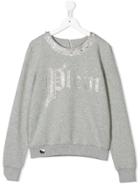 Philipp Plein Junior Crystal Logo Sweatshirt - Grey