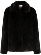 Toteme Collared Faux Fur Jacket - Black