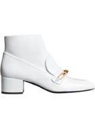 Burberry Link Buckle Ankle Boots - White