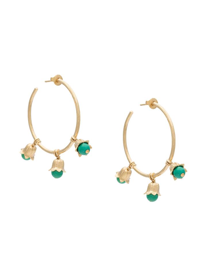 Aurelie Bidermann Green Beaded Tulip Hoops - Metallic