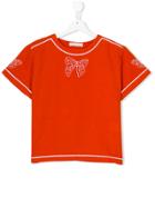 Stella Mccartney Kids Bow Embroidered T-shirt - Yellow & Orange