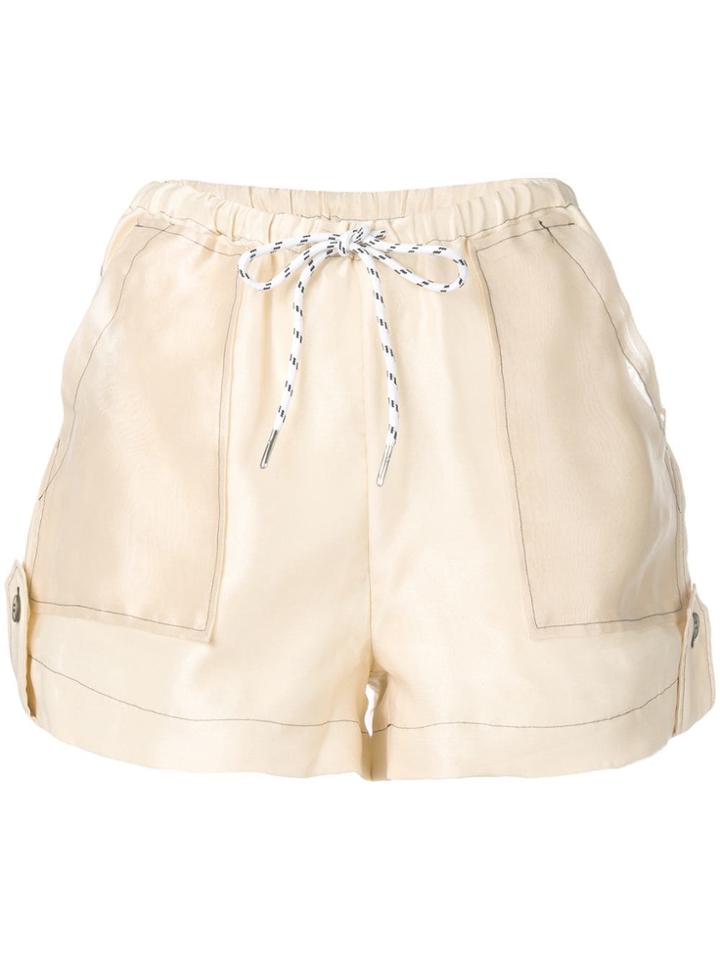Ganni Drawstring Fitted Shorts - Neutrals