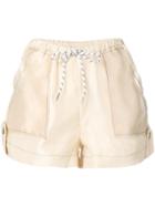 Ganni Drawstring Fitted Shorts - Neutrals