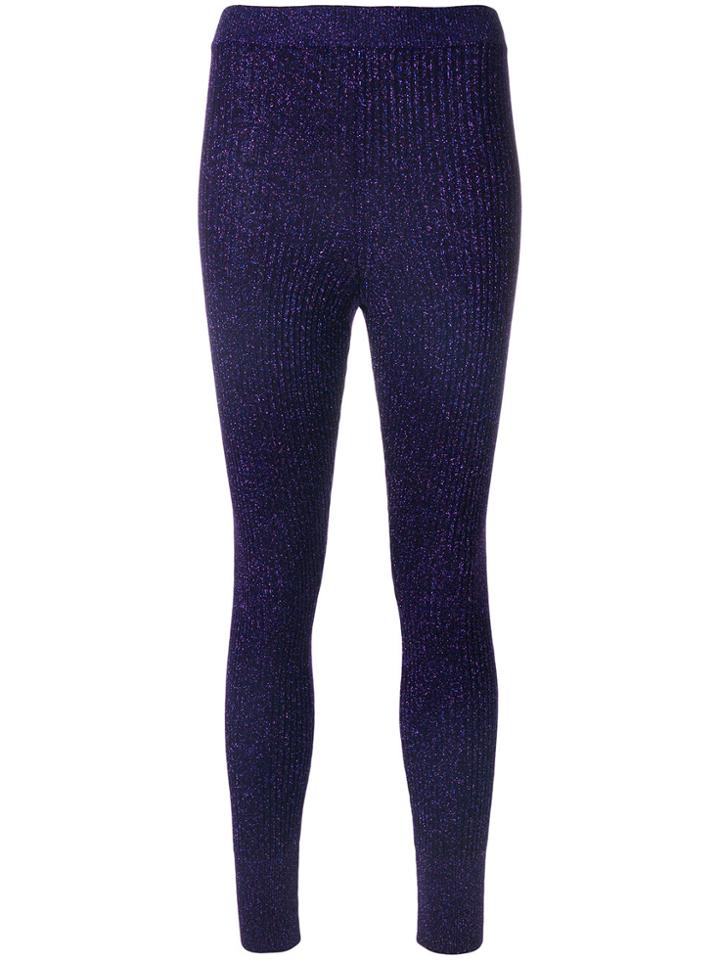 Golden Goose Deluxe Brand Glitter-embroidered Leggings - Pink & Purple