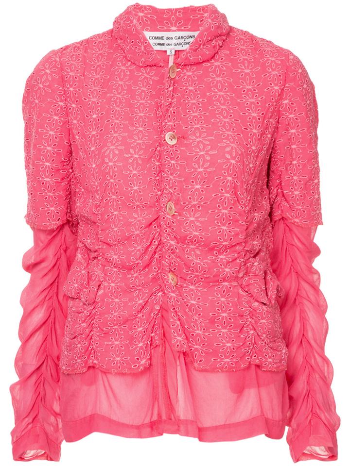 Comme Des Garçons Vintage Embroidered Sheer Jacket - Pink & Purple