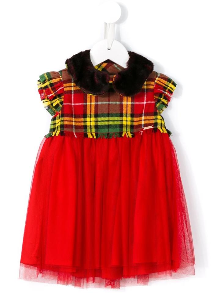 Junior Gaultier Tartan And Tulle Dress, Toddler Girl's, Size: 24 Mth, Red
