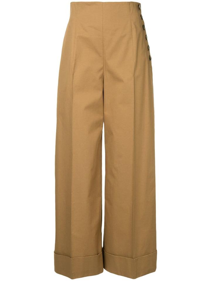 Le Ciel Bleu High-waist Flared Trousers - Brown