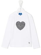 Fay Kids Beaded Heart T-shirt, Girl's, Size: 6 Yrs, White