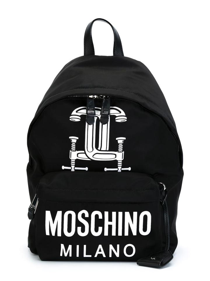 Moschino Construction Backpack, Black, Cotton/polyamide/polyurethane