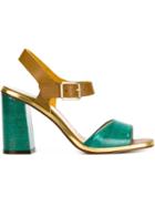 L Autre Chose Cork Detail Sandals, Women's, Size: 36, Green, Calf Leather/cork/leather