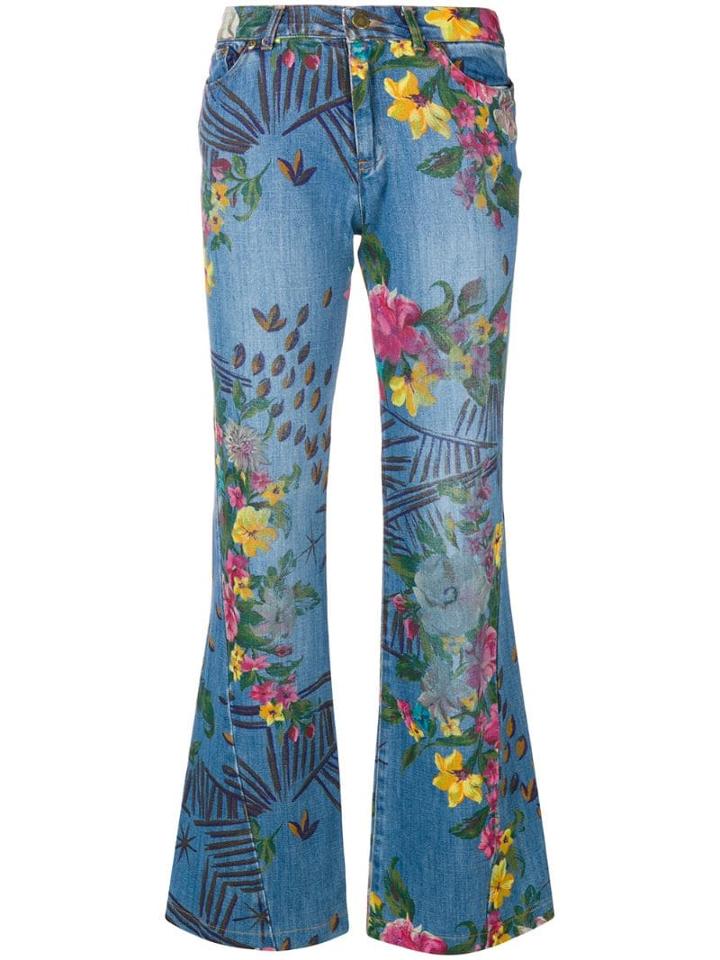 Kenzo Pre-owned Floral Flared Jeans - Blue