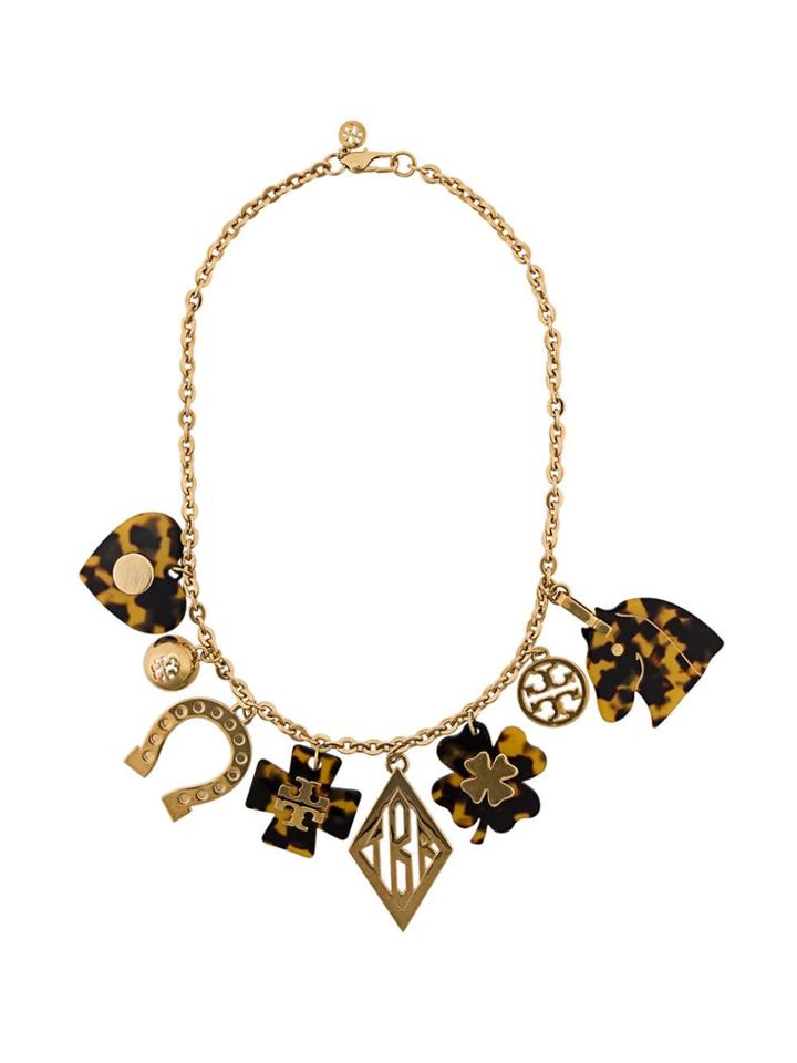 Tory Burch Tortoiseshell Charm Necklace - Gold