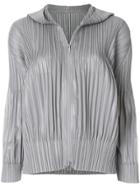 Pleats Please By Issey Miyake Hooded Designer Jacket - Grey