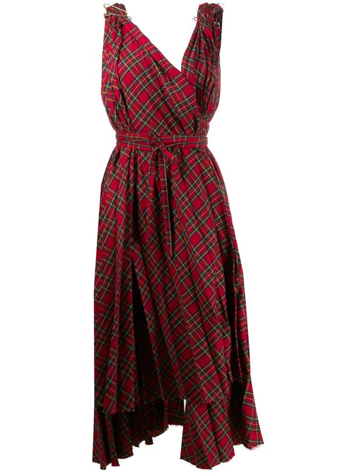 A.w.a.k.e. Mode Checked Asymmetric Flared Dress