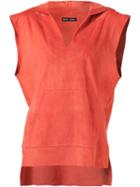 Baja East Sleeveless Hoodie, Women's, Size: 00, Red, Lamb Skin