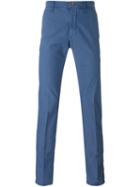 Incotex Slim Chino Trousers, Men's, Size: 33, Blue, Cotton/polyester/spandex/elastane