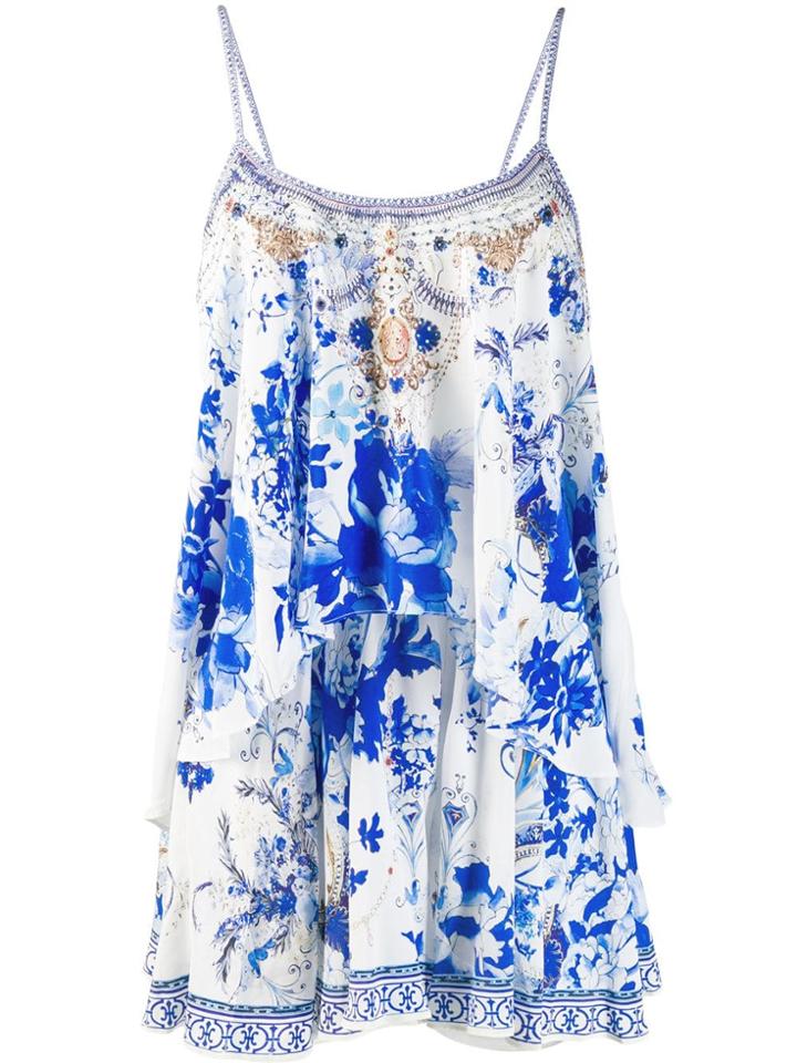 Camilla Layered Flared Playsuit - Blue