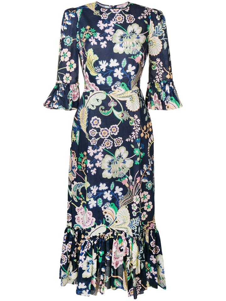The Vampire's Wife Floral Print Long Dress - Blue