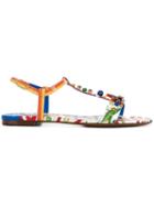 Dolce & Gabbana Belucci Majolica Print Thong Sandals - Multicolour