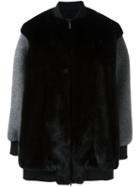 Blancha Contrast Sleeve Coat, Women's, Size: 38, Black, Mink Fur/polyamide/polyester/wool