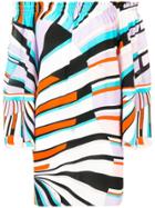 Emilio Pucci Shell Print Off-shoulder Silk Top - Blue