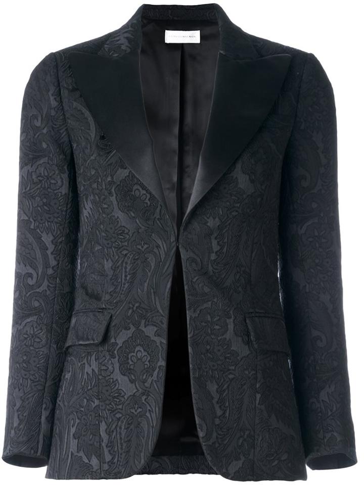 Faith Connexion Fitted Smoking Jacket, Women's, Size: 38, Black, Viscose/polyester/polyamide/cupro