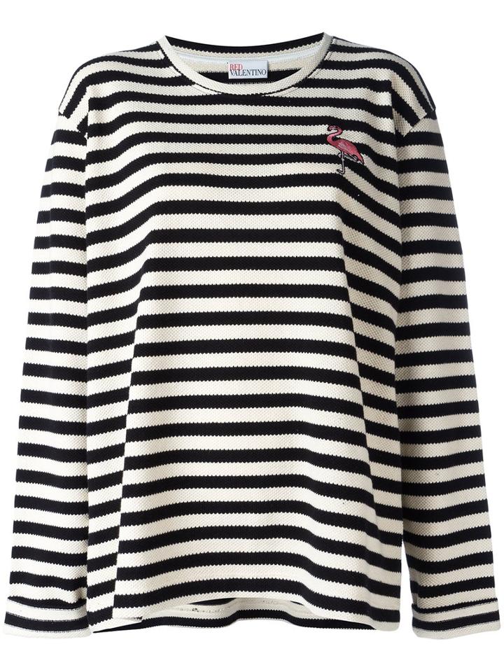 Red Valentino Striped Pullover, Women's, Size: Medium, White, Cotton/acrylic/polyester/viscose