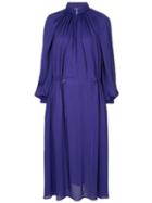 Tibi Georgette Gathered Dress - Purple
