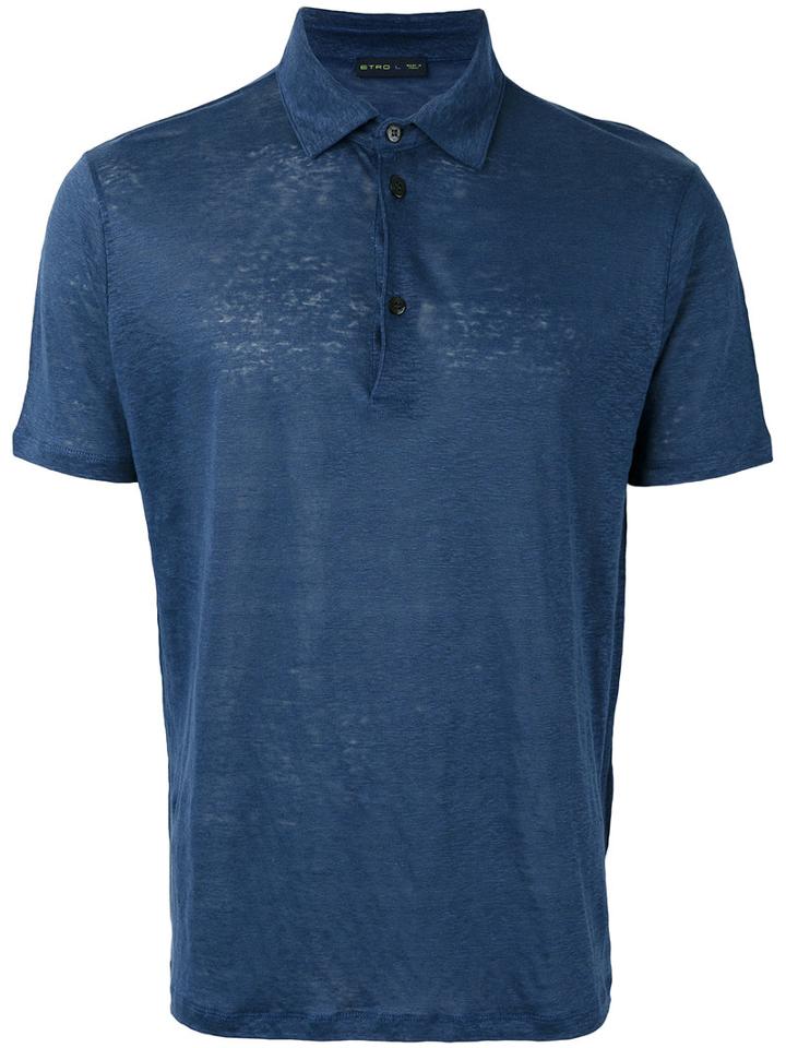 Etro - Classic Polo Shirt - Men - Linen/flax - Xxl, Blue, Linen/flax