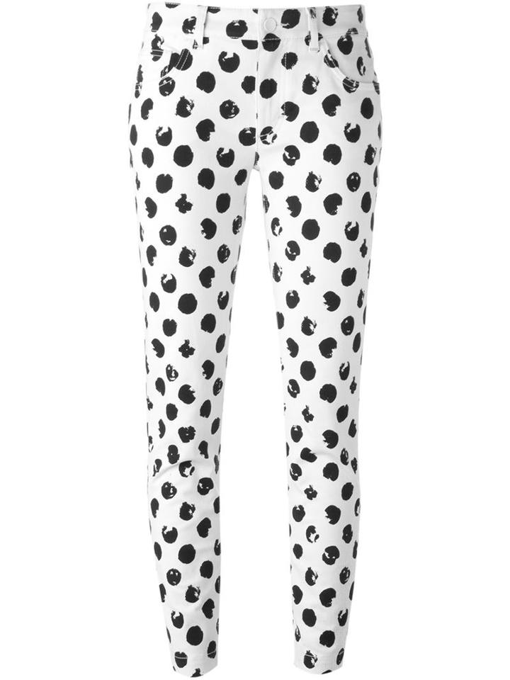 Dolce & Gabbana Large Polka Dot Print Jeans, Women's, Size: 40, White, Cotton/spandex/elastane