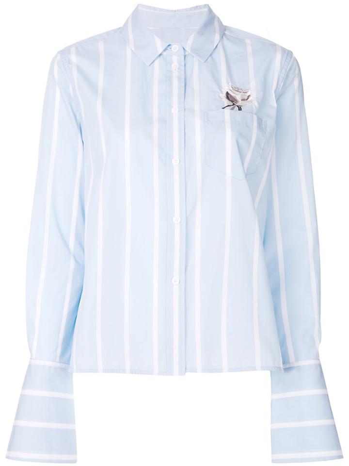 Equipment Floral Embroidered Striped Shirt - Blue