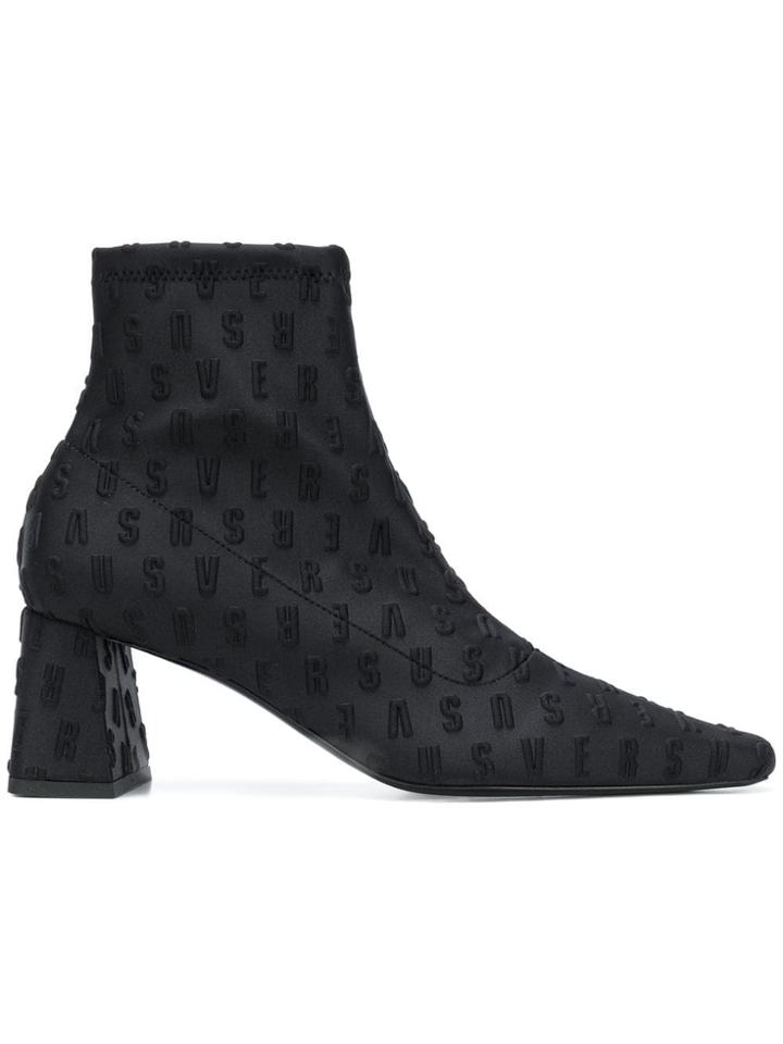 Versus Embossed Logo Boots - Black