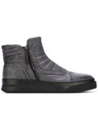 Bruno Bordese Cracked Effect Hi-top Sneakers, Men's, Size: 41, Grey, Leather/rubber