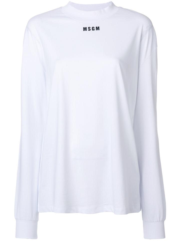 Msgm Logo Print Longsleeved T-shirt - White
