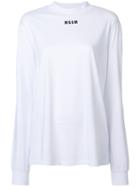 Msgm Logo Print Longsleeved T-shirt - White