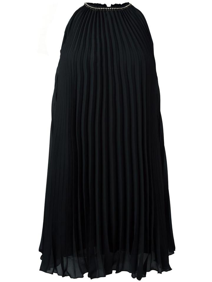 Ermanno Scervino Pleated Halterneck Shift Dress, Women's, Size: 42, Black, Polyester