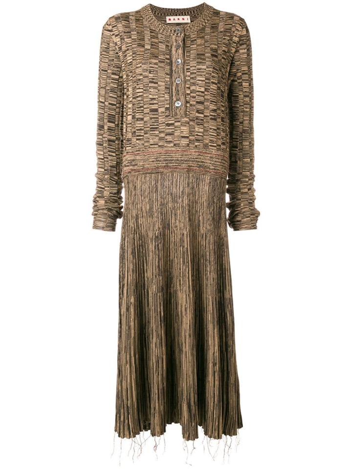 Marni Drop Waist Dress - Brown